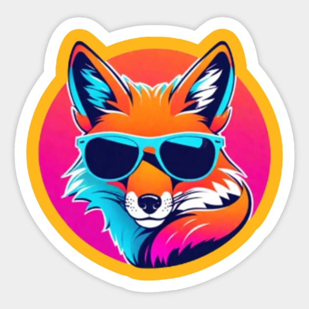 Cool Neon Fox (Small Version) Sticker by VRMonkeyz